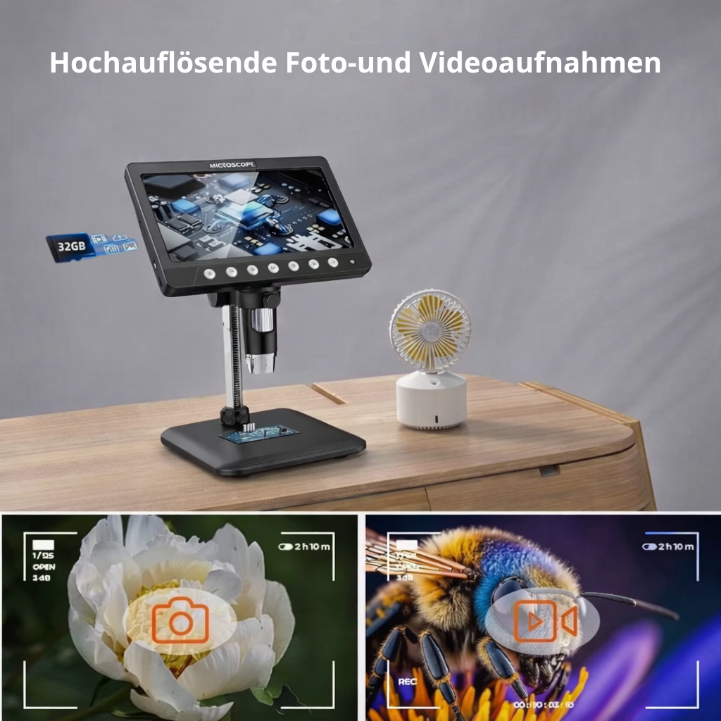 VisioZoom Digital Mikroskop 7" IPS 1200X HD USB 8 LED 5MP