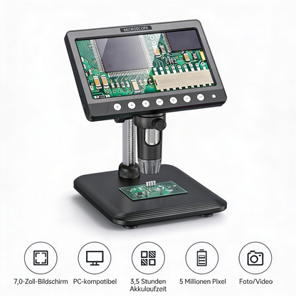 VisioZoom Digital Mikroskop 7" IPS 1200X HD USB 8 LED 5MP