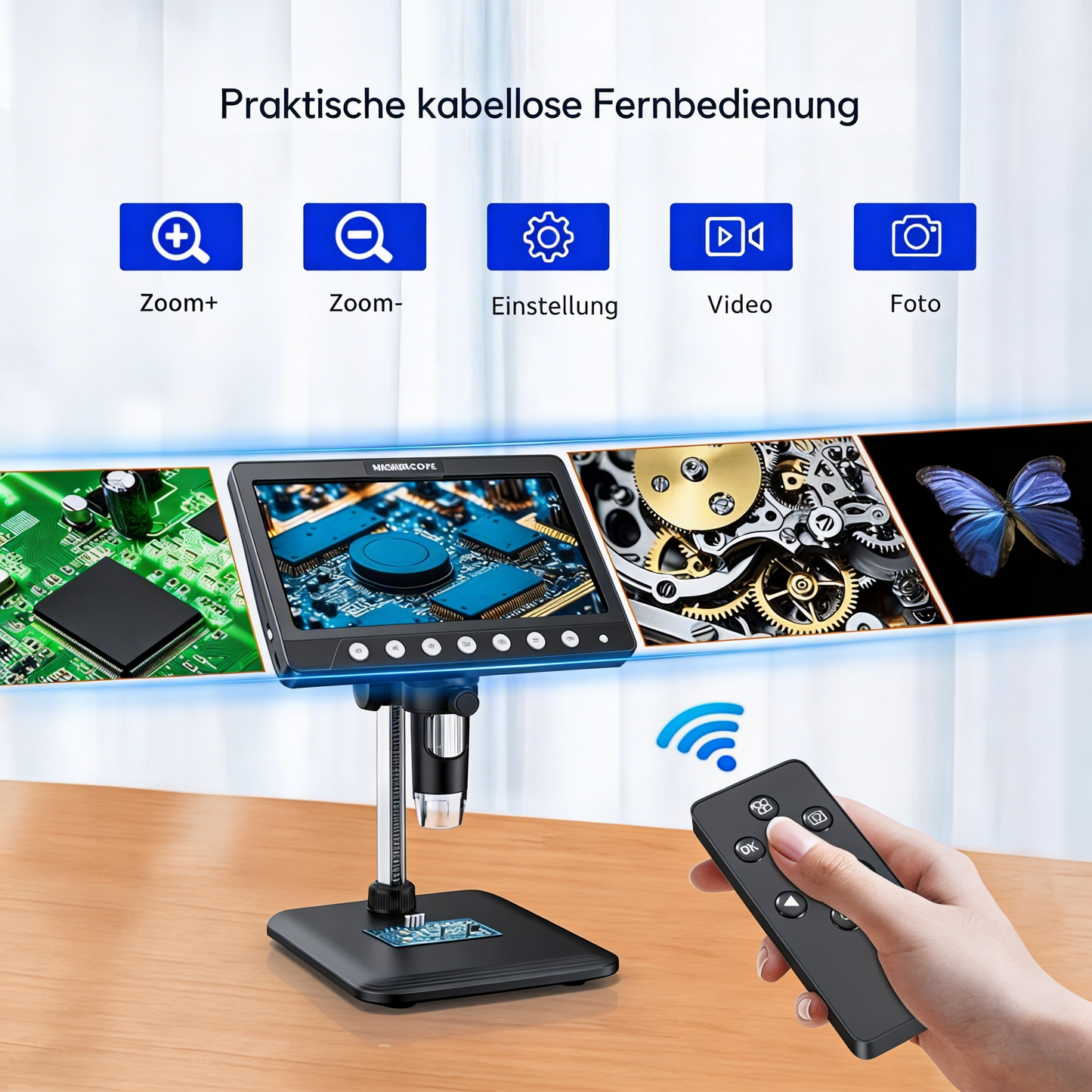VisioZoom Digital Mikroskop 7" IPS 1200X HD USB 8 LED 5MP