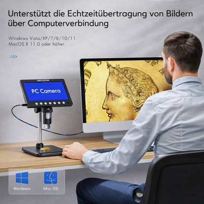 VisioZoom Digital Mikroskop 7" IPS 1200X HD USB 8 LED 5MP